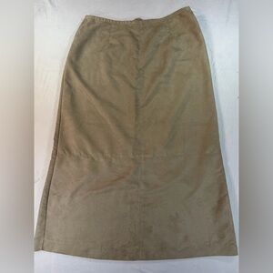 Norton McNaughton Women's Straight Suede Midi Skirt Zip Slit Beige Size 16